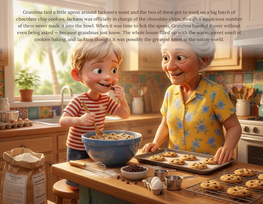 Baking cookies page from a Animated 3D book