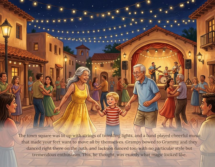 Town square dancing page from a Classic Storybook