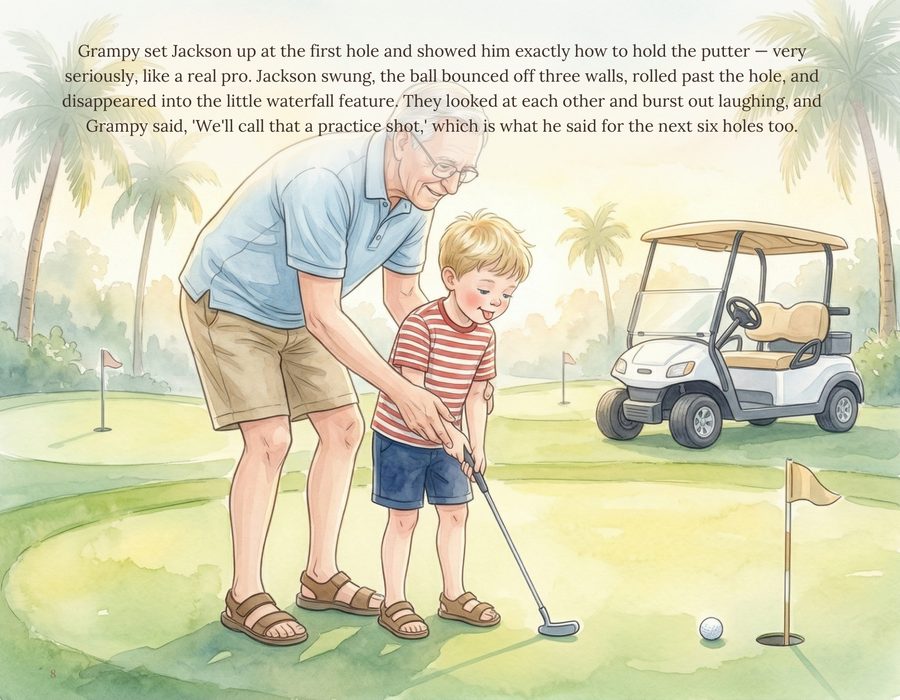 Mini golf page from a Dreamy Watercolor book