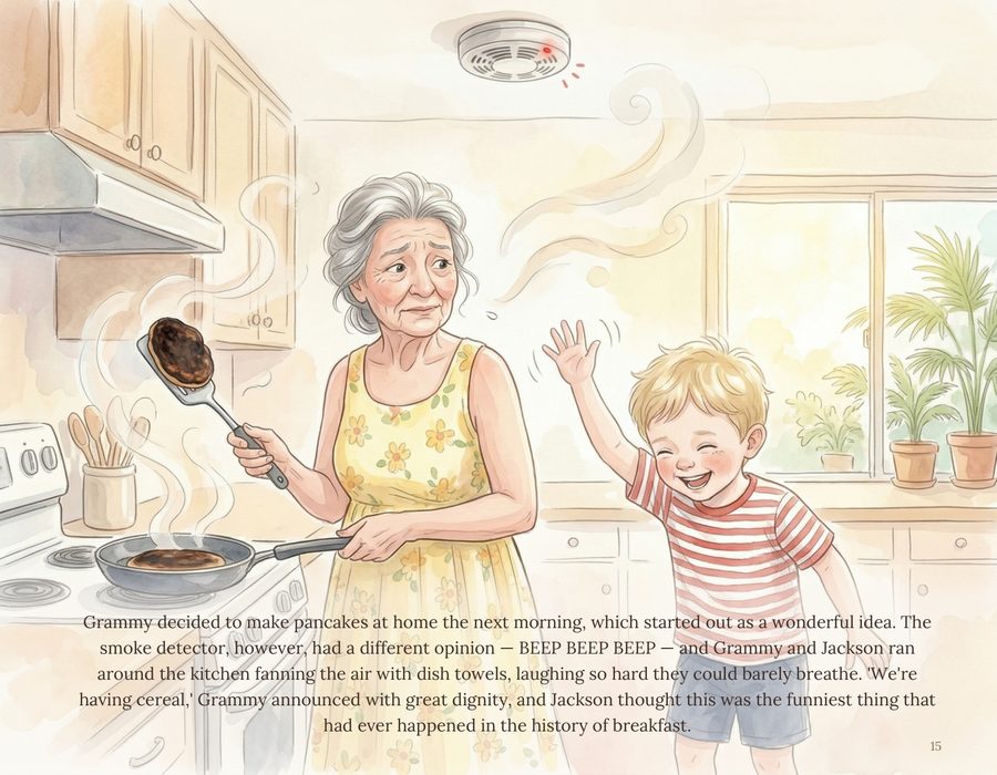 Pancake disaster page from a Dreamy Watercolor book