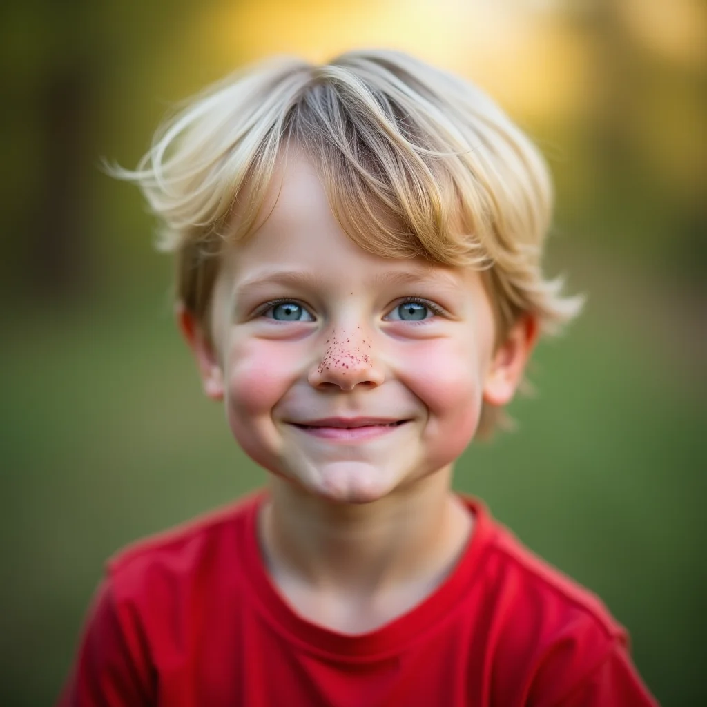 Photo of a young boy with blonde hair