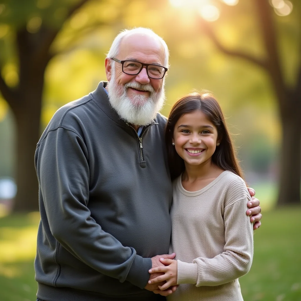 Photo of a grandfather with his granddaughter